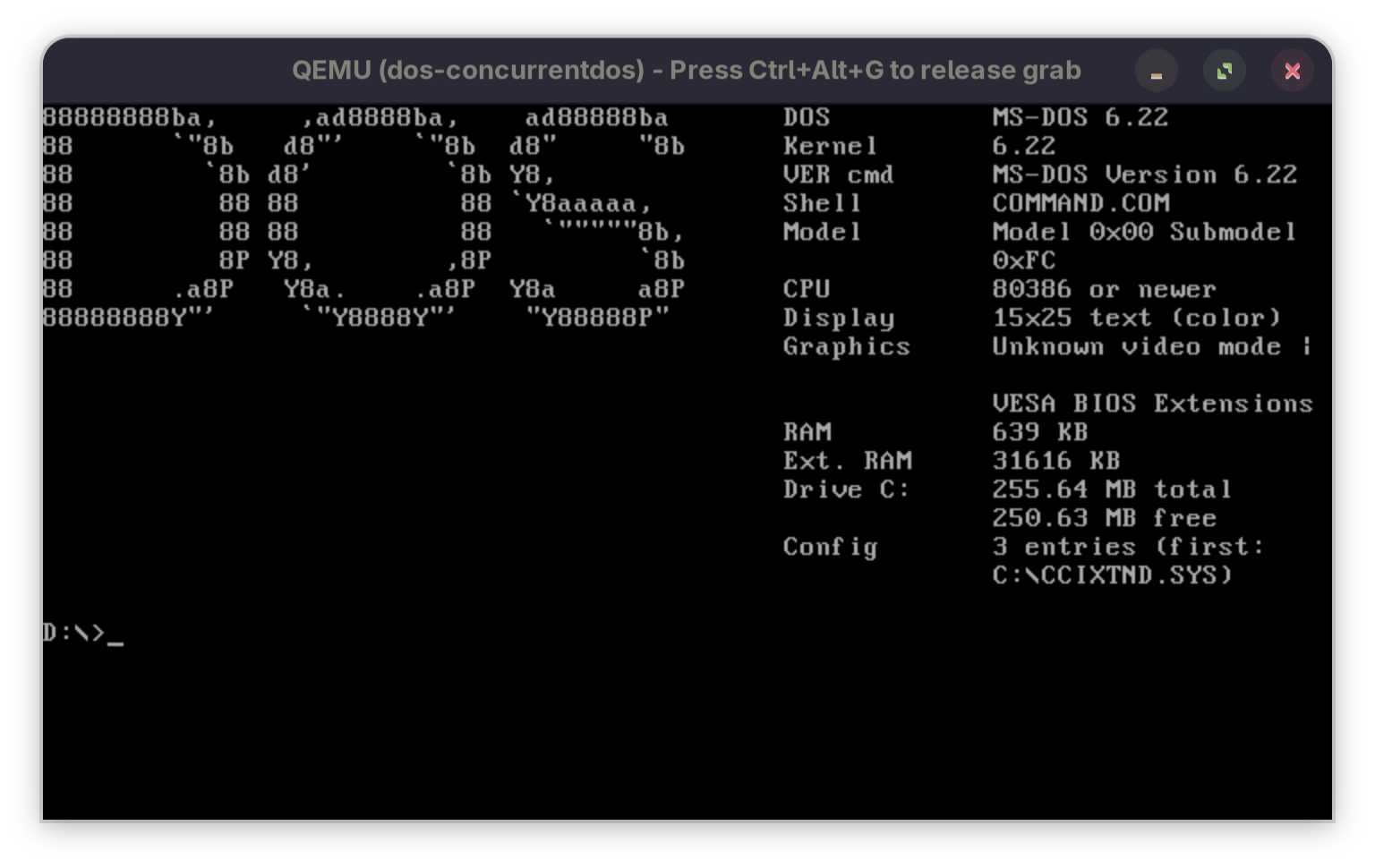 MS-DOS 6.22 - /noansi